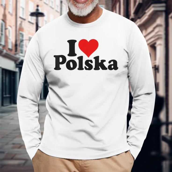 I Love Heart Polska Poland Langarmshirts Geschenke für alte Männer