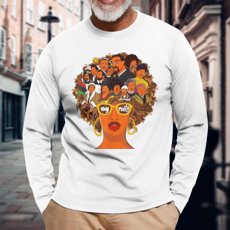 I Love My Roots Back Powerful Black History Month Junenth Long Sleeve T-Shirt Gifts for Old Men
