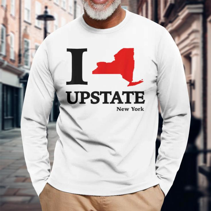 I Love Upstate Ny New York Heart Map Long Sleeve T-Shirt Gifts for Old Men