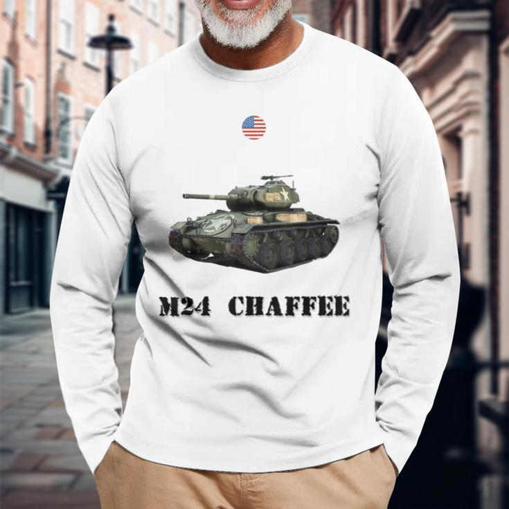 The M24 Chaffee Usa Light Tank Ww2 Military Machinery Long Sleeve T-Shirt Gifts for Old Men