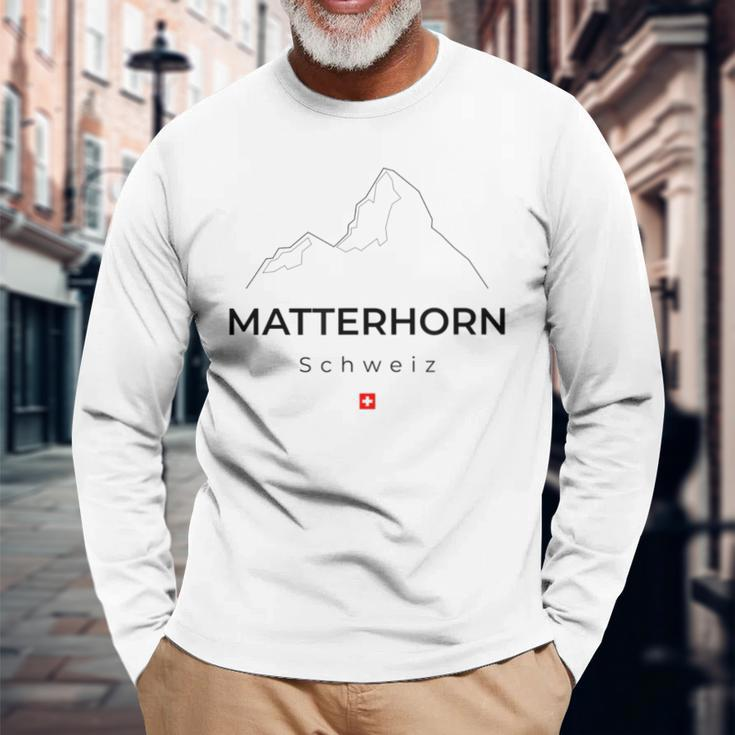 Matterhorn Switzerland Mountaineering Hiking Climbing Langarmshirts Geschenke für alte Männer