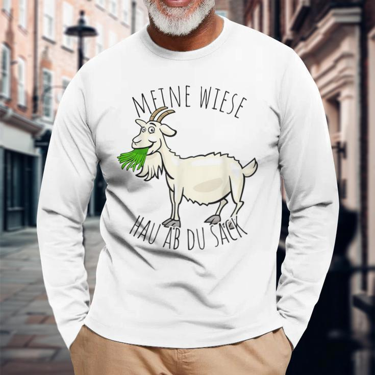 Meine Wiese Hau Ab Du Sack Bauer Landwirt Goat Sheep Langarmshirts Geschenke für alte Männer