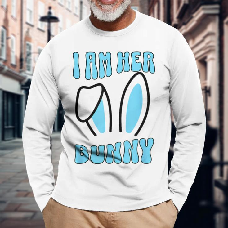 Men's Matching Couple Easter Husband I Am Her Bunny Long Sleeve T-Shirt Gifts for Old Men