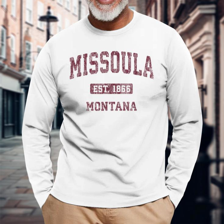 Missoula Montana Mt Vintage Athletic Sports Long Sleeve T-Shirt Gifts for Old Men
