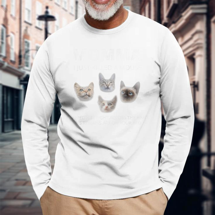 Momma Cats Saying Cat Lover Four Cats Singing Long Sleeve T-Shirt Gifts for Old Men