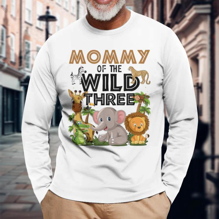 Mommy Of The Wild Three Birthday 3Rd Safari Jungle Family Long Sleeve T-Shirt Gifts for Old Men