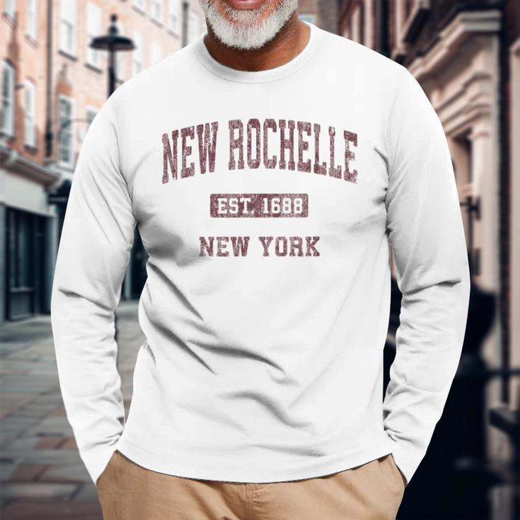 New Rochelle New York Ny Vintage Athletic Sports Long Sleeve T-Shirt Gifts for Old Men
