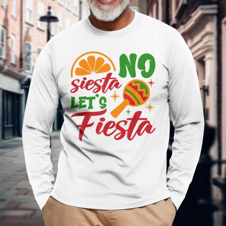 No Siesta Let's Celebrate Mexican Maracas Sombrero Langarmshirts Geschenke für alte Männer