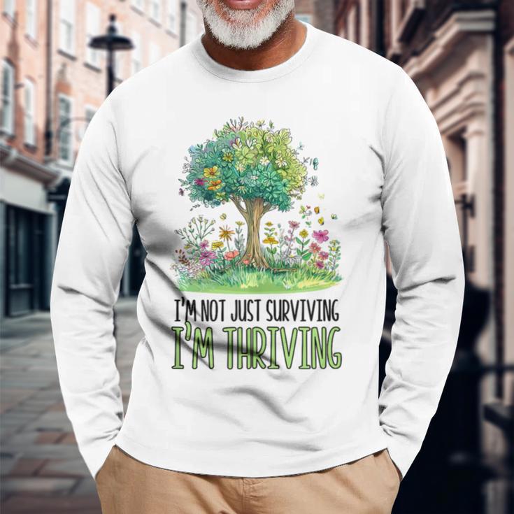 Not Just Surviving Thriving Stroke Survivor Long Sleeve T-Shirt Gifts for Old Men