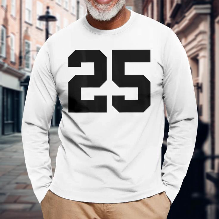 Number 25 Print On Back Only Cotton Team Jersey Long Sleeve T