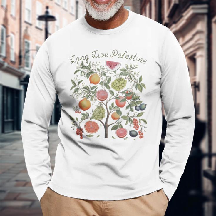 Palestine Long Live Fruits Of Palestine Olive Tree Vintage Long Sleeve T-Shirt Gifts for Old Men