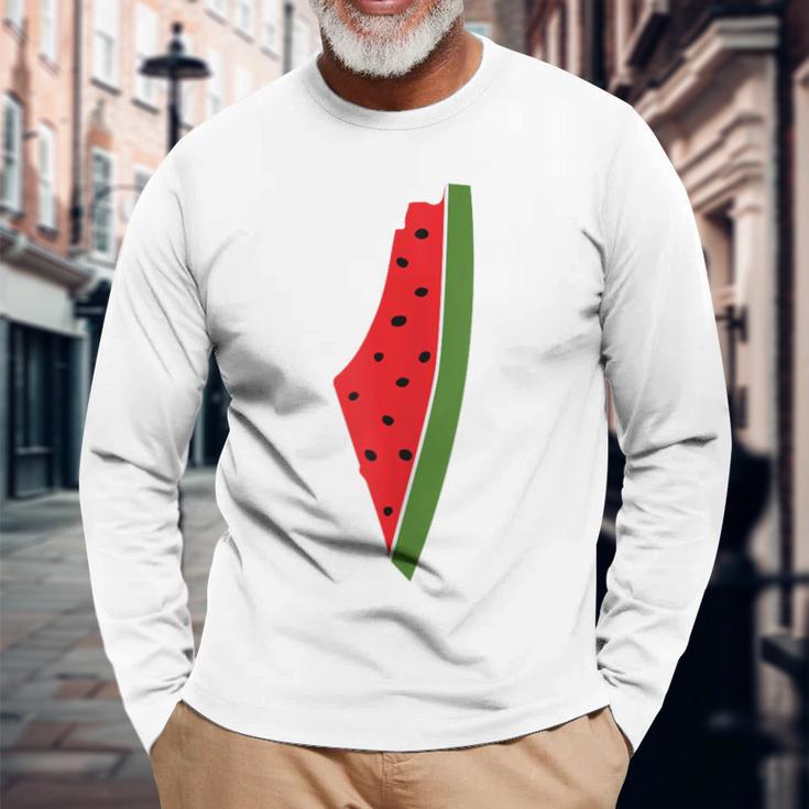 Palestine Peace Palestinian Watermelon Long Sleeve T-Shirt Gifts for Old Men