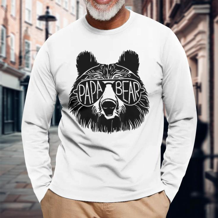 Papa Bear Face Sunglasses Papa Bear Lover Father's Day Long Sleeve T-Shirt Gifts for Old Men