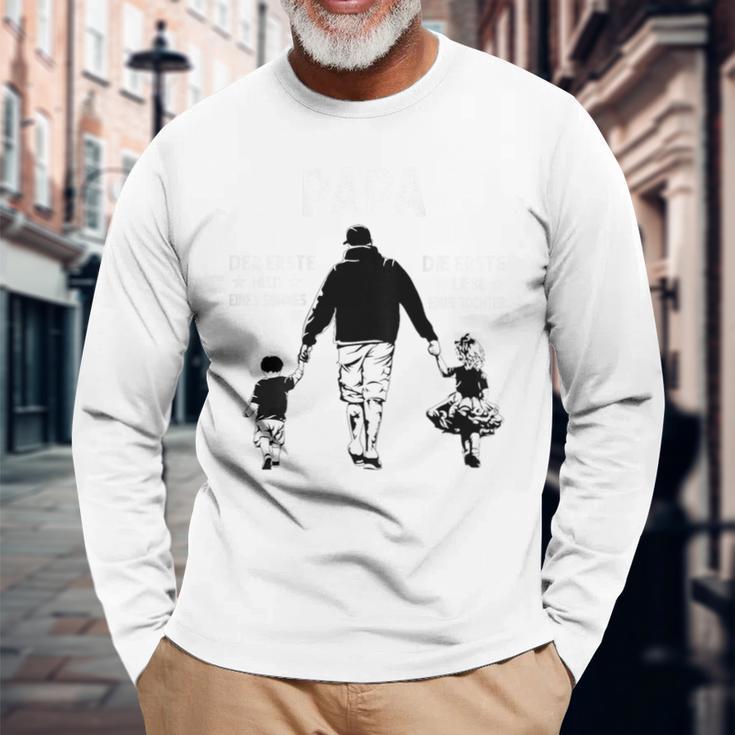 Papa Der Erste Held Eines Sohnes Erste Liebe Einer Tochter Langarmshirts Geschenke für alte Männer