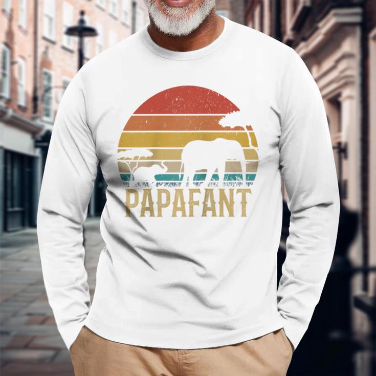 Papafant Papa Elefant Retrointage Sunsetatertag Savanne Raglan Langarmshirts Geschenke für alte Männer