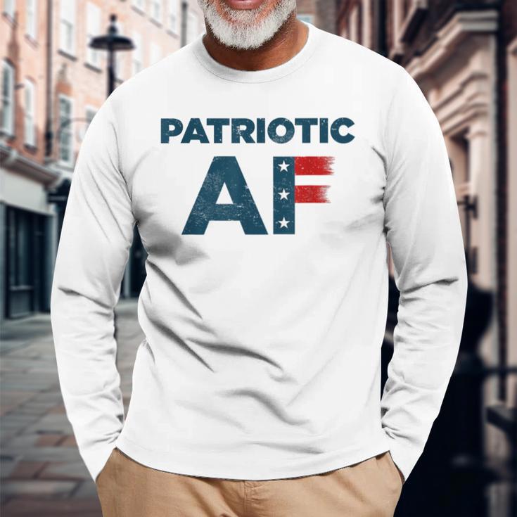 Patriotic Af American Flag Destroyed For July 4Th Long Sleeve T-Shirt Gifts for Old Men