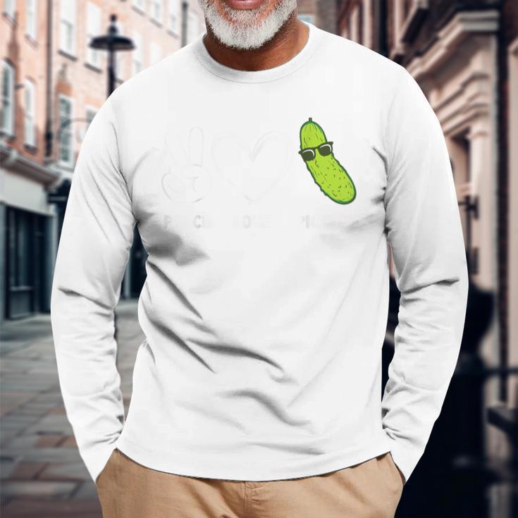 Peace Love Pickles Lover Retro Food Lover Long Sleeve T-Shirt Gifts for Old Men