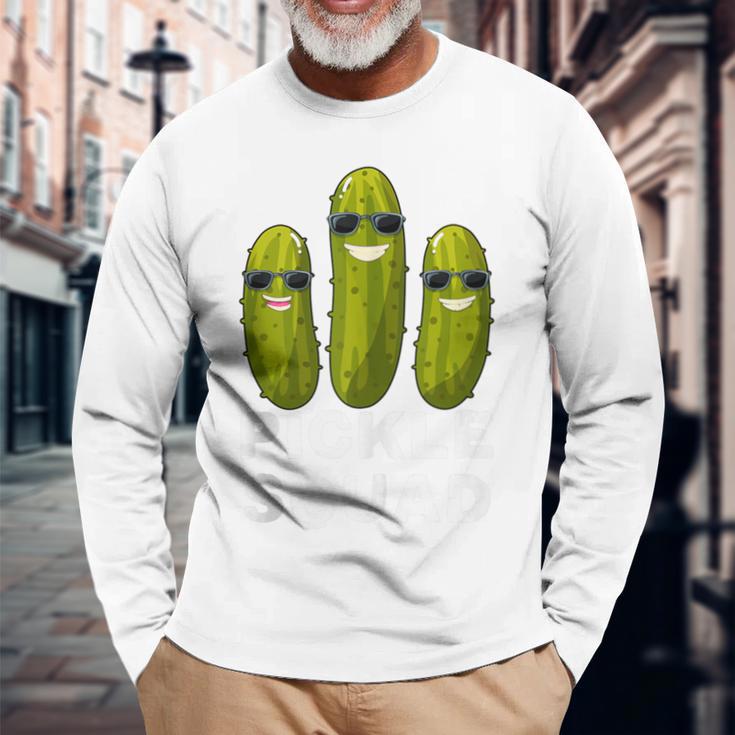 Pickle Squad Vegan Dill Pickle Costume Adult Pickle Squad Long Sleeve T-Shirt Gifts for Old Men