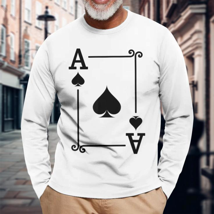 Playing Cards Costume Ace Spades Card Ace Card Long Sleeve T-Shirt Gifts for Old Men