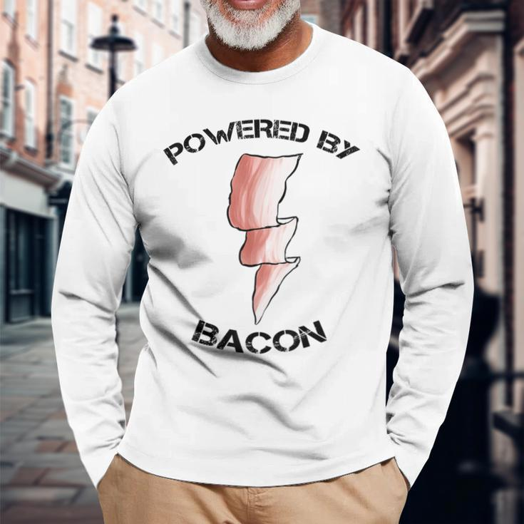 Powered By Bacon Meat Lovers Long Sleeve T-Shirt Gifts for Old Men