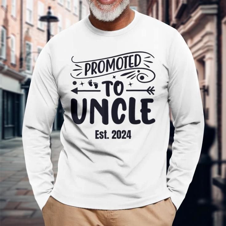 Promoted To Uncle 2024 Soon To Be Uncle Mens Long Sleeve T-Shirt Gifts for Old Men
