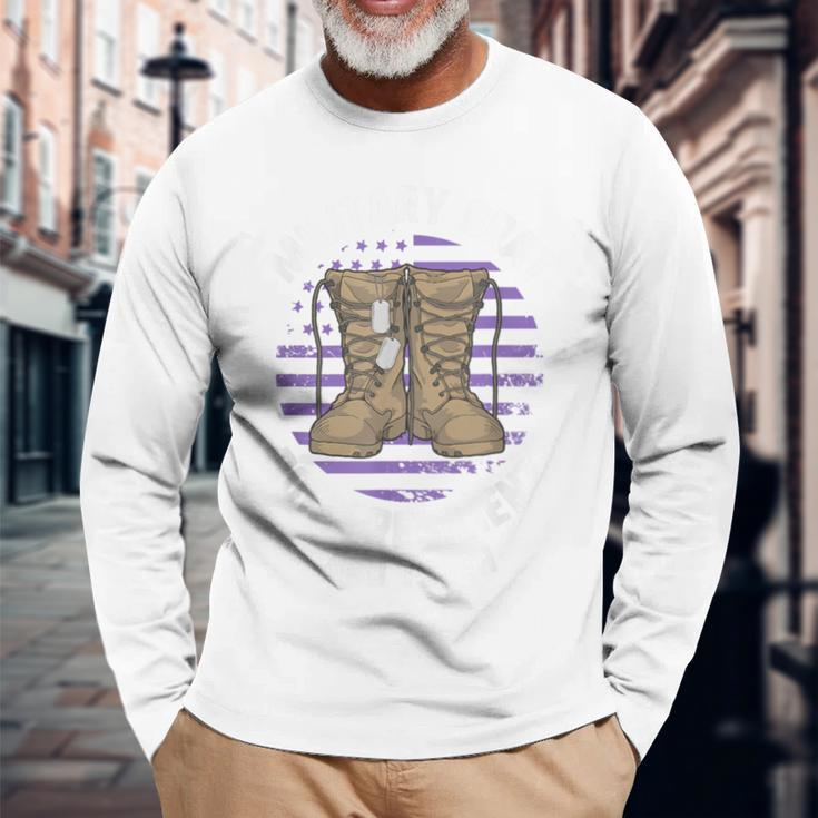 Purple Up Military Child Month Brat Born Resilient And Tough Long Sleeve T-Shirt Gifts for Old Men