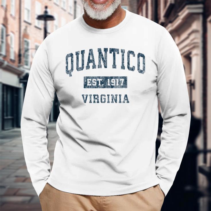 Quantico Virginia Va Vintage Sports Navy Print Long Sleeve T-Shirt Gifts for Old Men