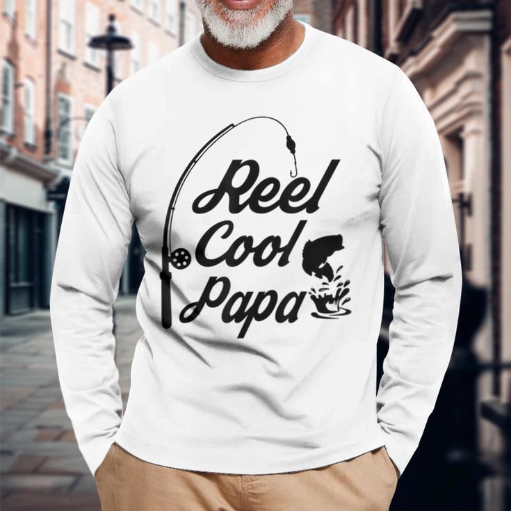 Reel Cool Papa FishingFathers Day Dad Birthday Long Sleeve T-Shirt Gifts for Old Men