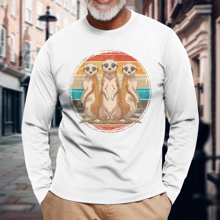 Retro Erdmännchen Langarmshirts Vintage Sonnenuntergang Unisex Geschenke für alte Männer