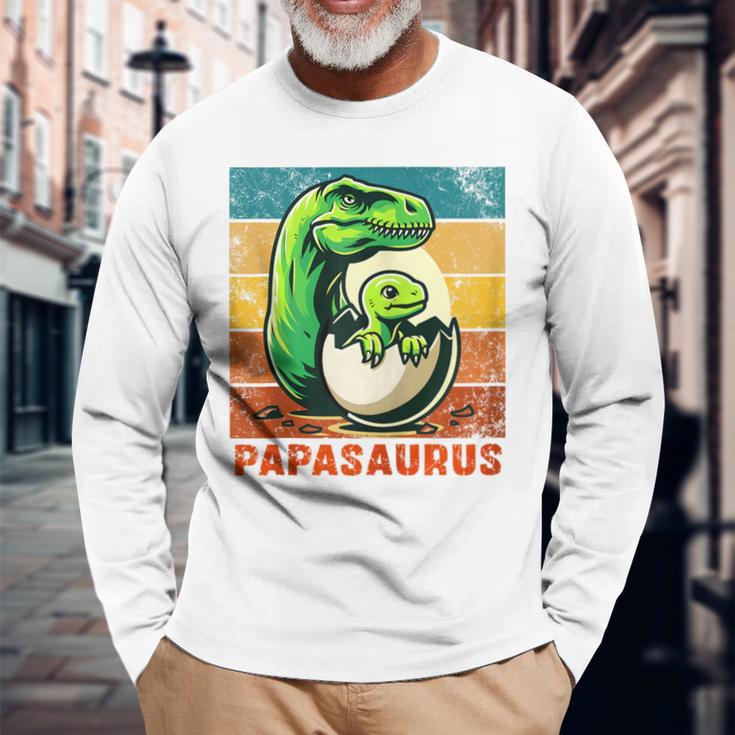 Retro Papasaurusatertag Bester Papa T-Rex Papa Dinosaur Kapuzenjacke Langarmshirts Geschenke für alte Männer