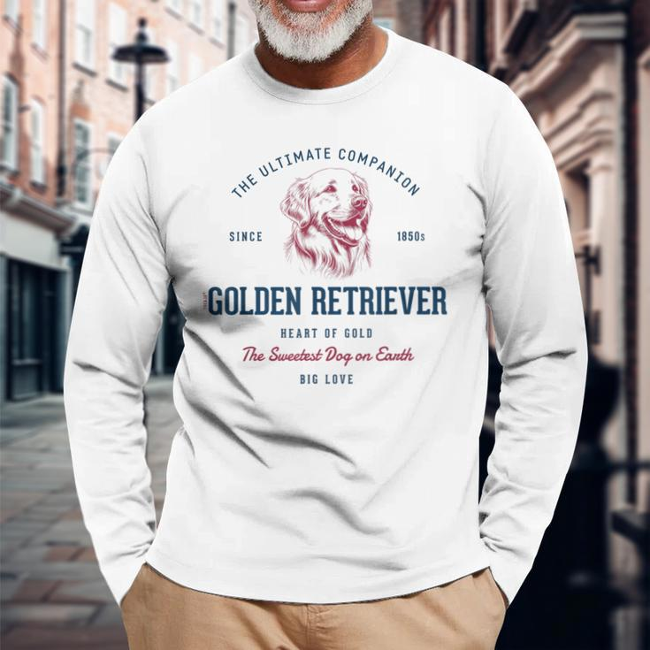 Retro Styled Vintage Golden Retriever Long Sleeve T-Shirt Gifts for Old Men