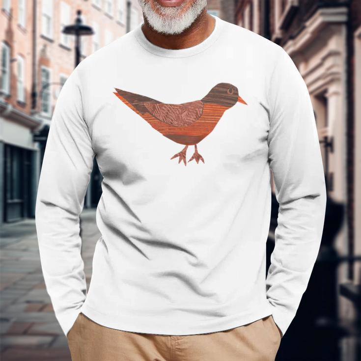 Robin Graphic Backyard Bird Lovers Long Sleeve T-Shirt Gifts for Old Men