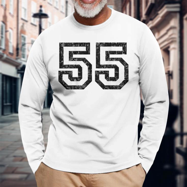 Rückennummer 55Intage SchwarzWeiß Langarmshirts Geschenke für alte Männer