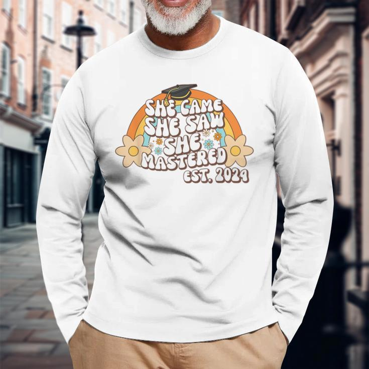 She Came She Saw She Mastered Master's Degree 2024 Graduate Long Sleeve T-Shirt Gifts for Old Men