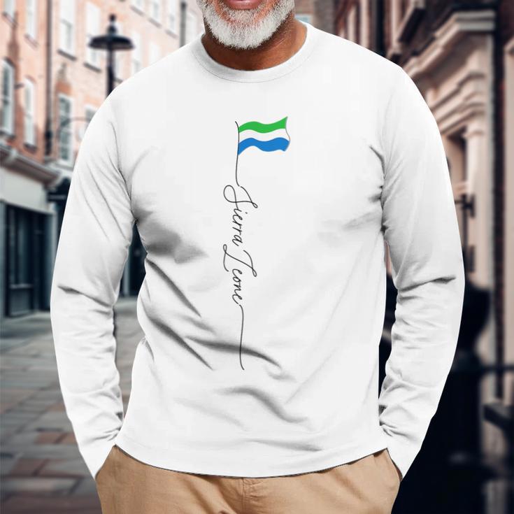 Sierra Leone Flag Sierra Leonean Patriotic Flag Long Sleeve T-Shirt Gifts for Old Men