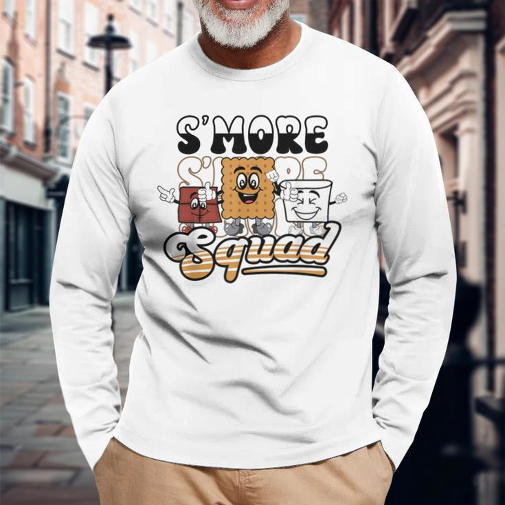 Smores Squad Marshmallow Camping Crew Campfire Matching Long Sleeve T-Shirt Gifts for Old Men