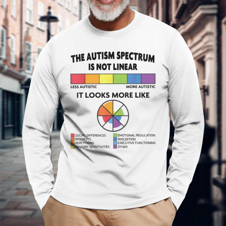 Spectrum Is Not Linear Autistic Pride Autism Awareness Month Long Sleeve T-Shirt Gifts for Old Men