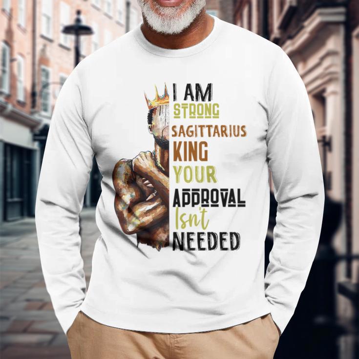 Strong Sagittarius King Birthday Zodiac Astrology Dad Long Sleeve T-Shirt Gifts for Old Men