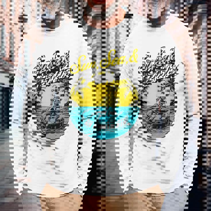 Sun Sea Painkillers Chronic Illness Humour Spoonie Vacation Long Sleeve T-Shirt Gifts for Old Men