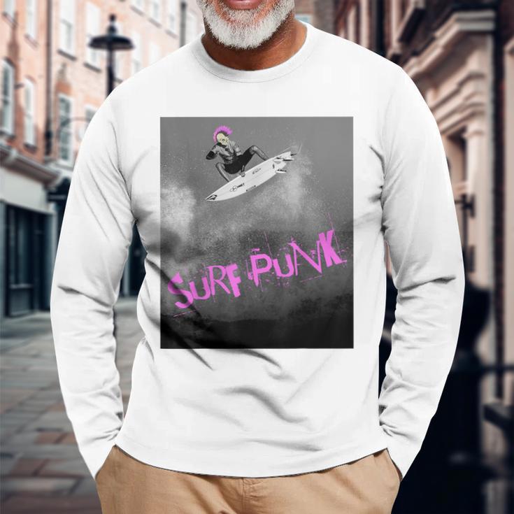 Surf Punk Violent Pink Long Sleeve T-Shirt Gifts for Old Men