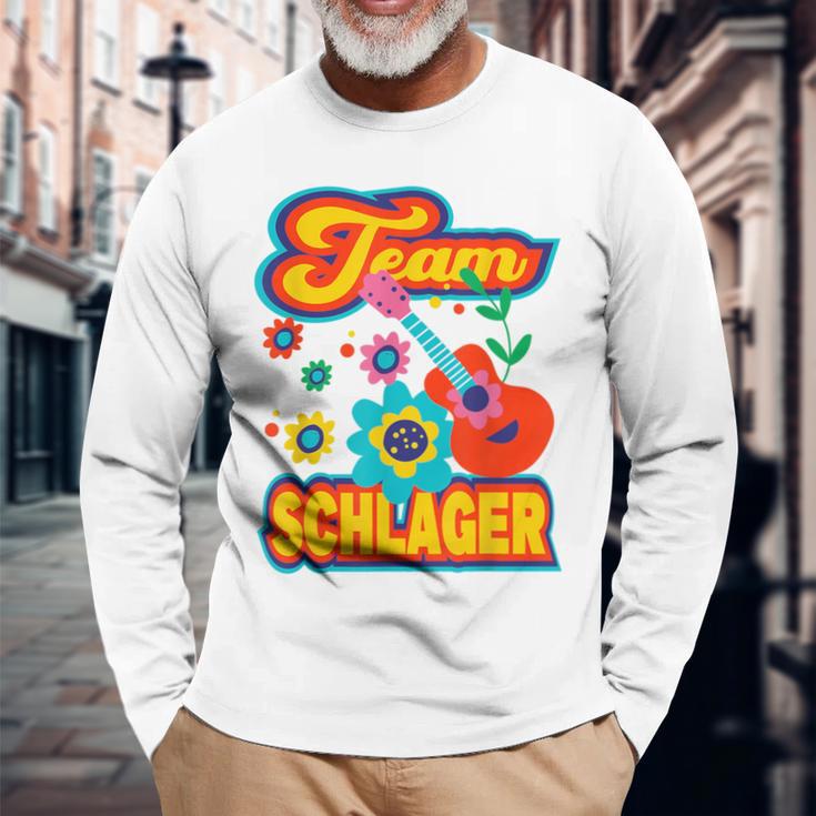 Team Schlager Partner Schlageroutfit Schlagerfan Costume Fan Gray Langarmshirts Geschenke für alte Männer