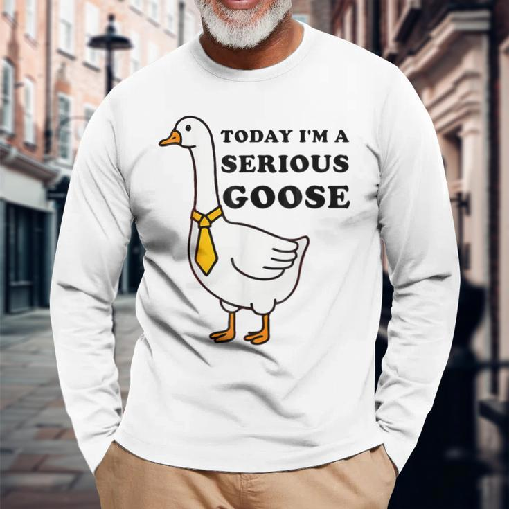 Today I'm A Serious Goose Silliest Goose Meme Goose Bumps Long Sleeve T-Shirt Gifts for Old Men