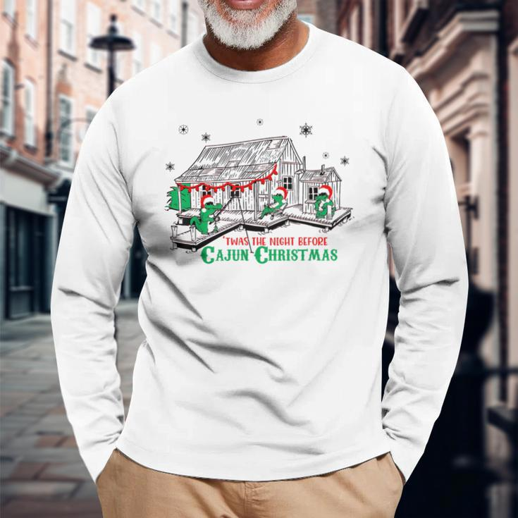 'Twas The Night Before Cajun Christmas Crocodile Xmas Long Sleeve T-Shirt Gifts for Old Men