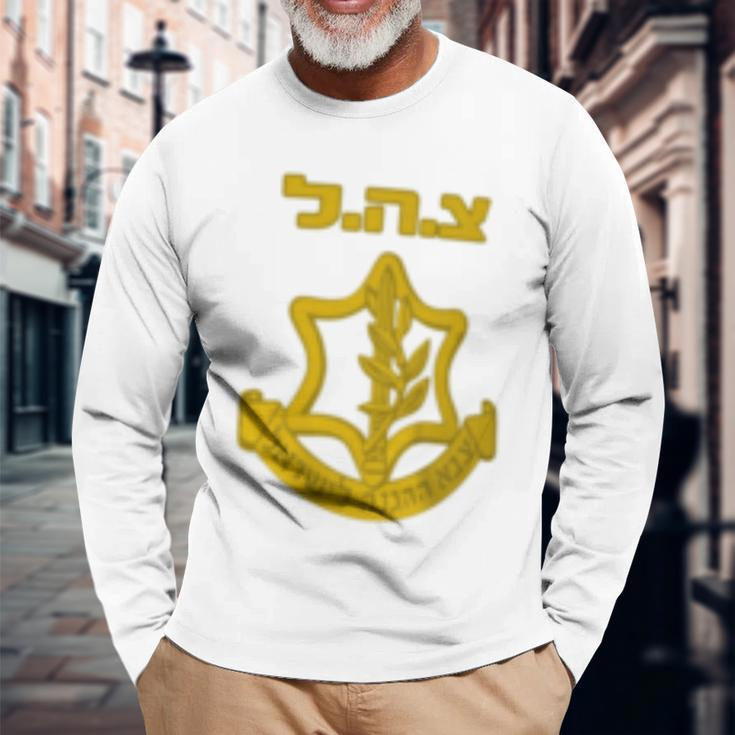 Tzahal Israel Defense Forces Idf Israeli Military Army Long Sleeve T-Shirt Gifts for Old Men