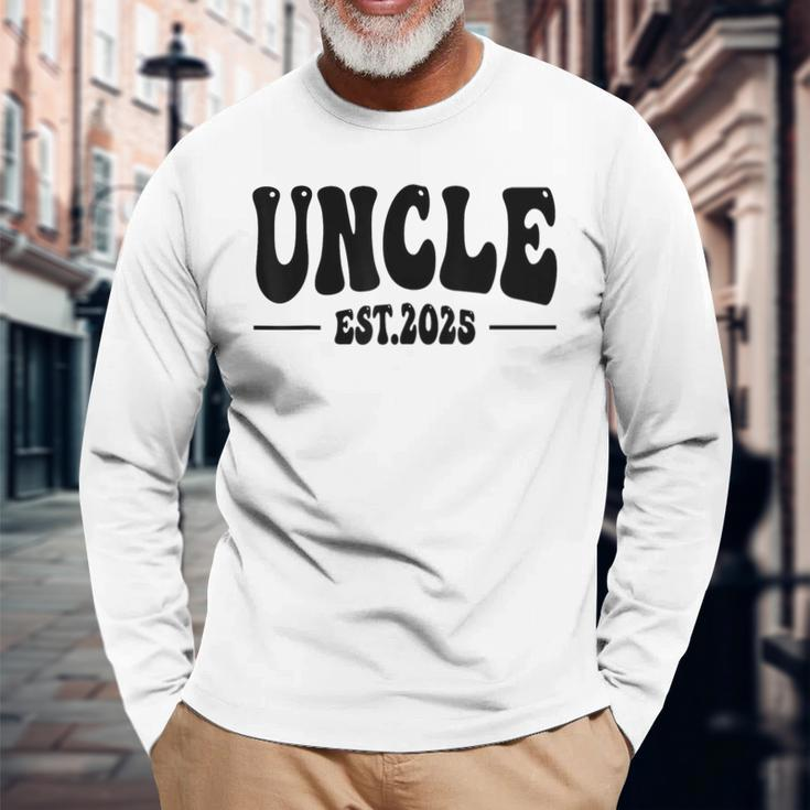 Uncle Est 2025 New Born Pregnancy Announcement Father's Day Long Sleeve T-Shirt Gifts for Old Men