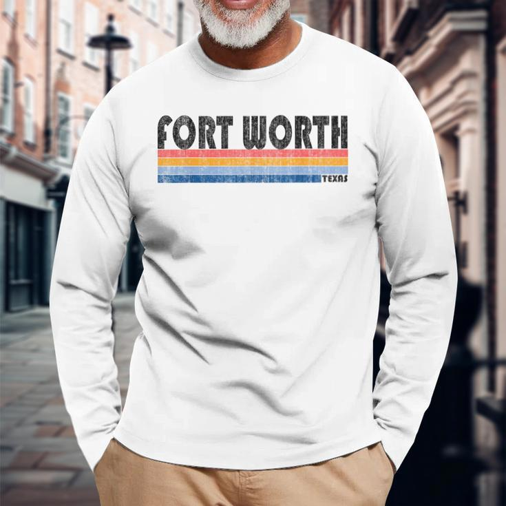 Vintage 1980S Style Fort Worth Tx Long Sleeve T-Shirt Gifts for Old Men