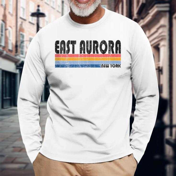 Vintage 70S 80S Style East Aurora Ny Long Sleeve T-Shirt Gifts for Old Men