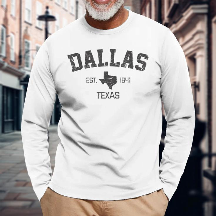 Vintage Dallas Texas Est 1841 Long Sleeve T-Shirt Gifts for Old Men
