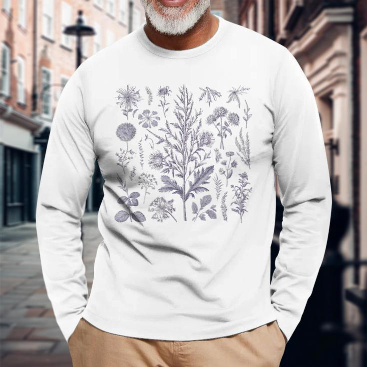 Vintage-Inspirierte Blume Botanischer Naturforscher Langarmshirts Geschenke für alte Männer