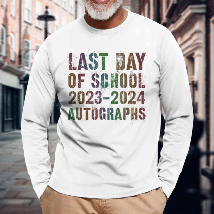 Vintage Last Day Of School 2024 Autographs Signature Sign My Long Sleeve T-Shirt Gifts for Old Men